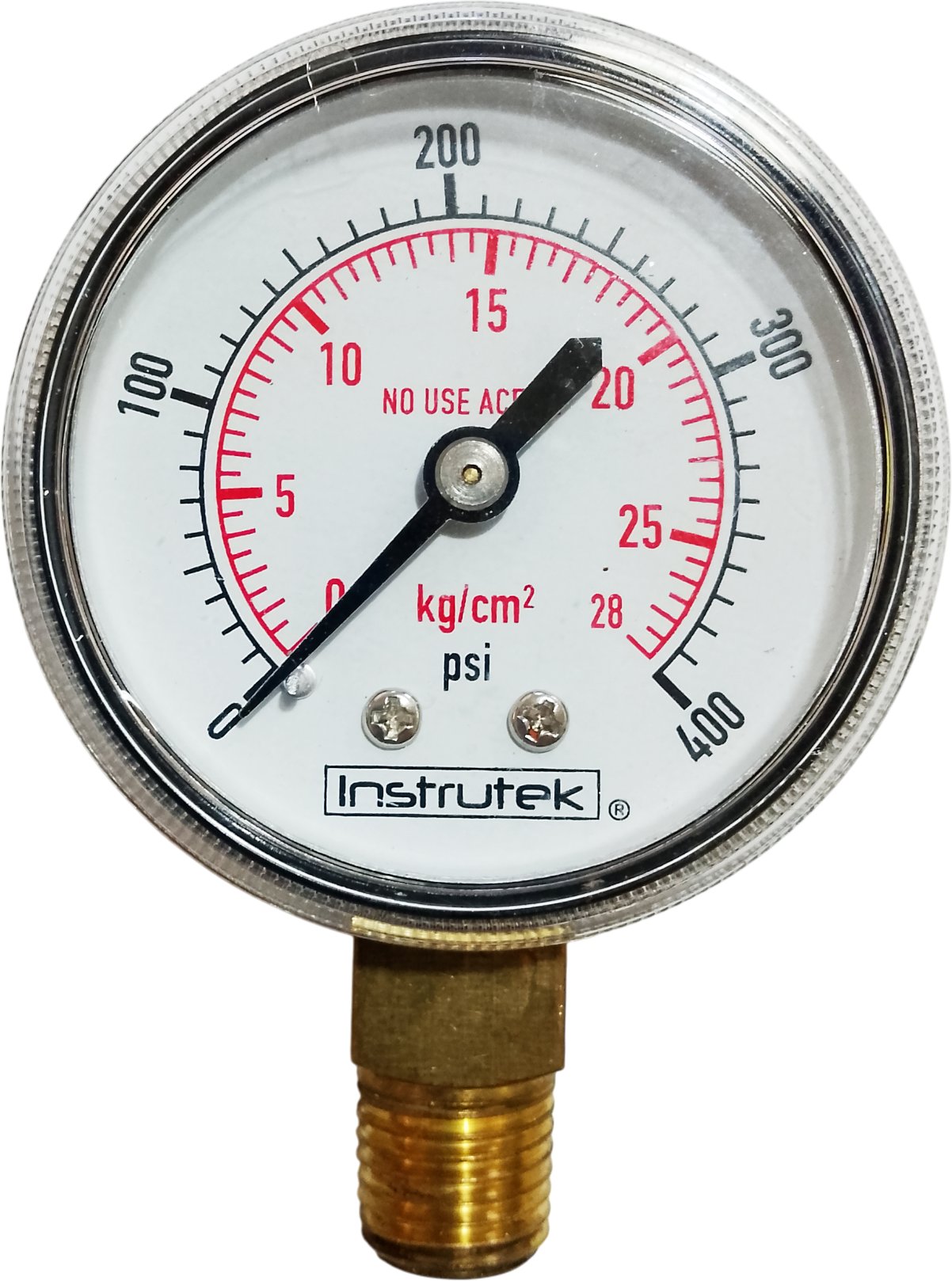 Manómetro 0-3000 psi 1/4" Horizontal Inox con Glicerina