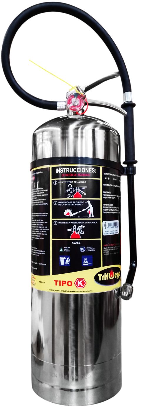 Extintor Tipo K Trifuego 9 L, Acero Inoxidable